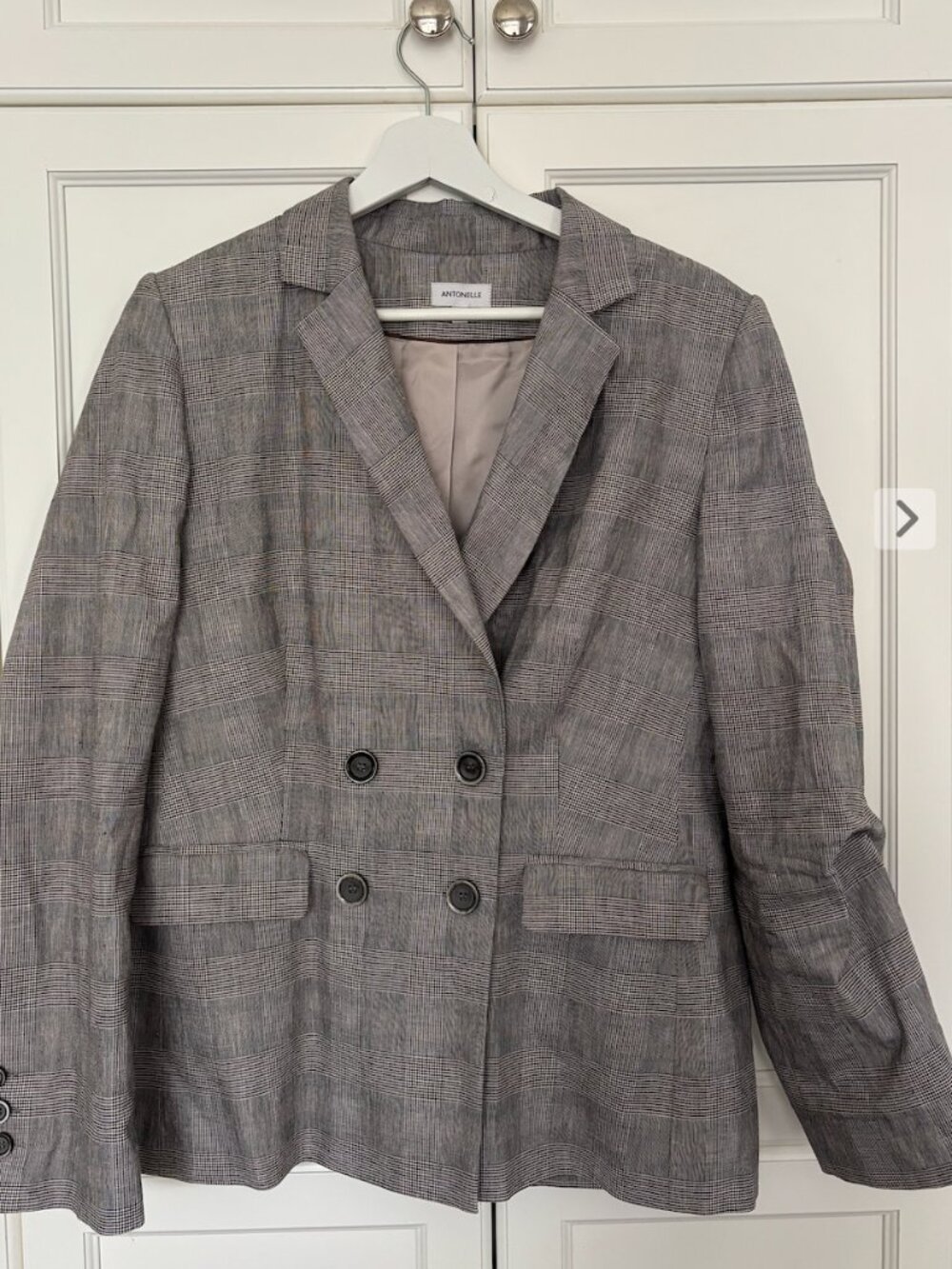 ANTONELLE - Grey check double breasted blazer